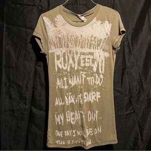 Roxy Khaki Surf Print Tee